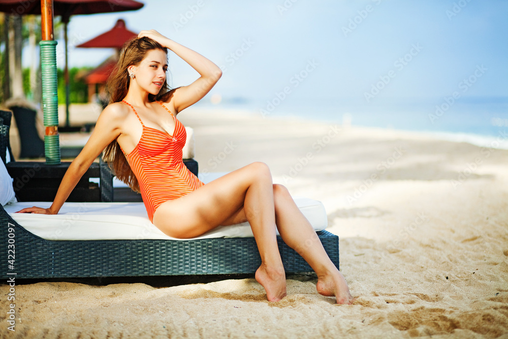 woman on lounger