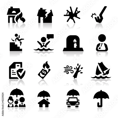 Insurance icons set Elegant series