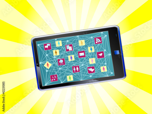 smartphone social media and social network concept