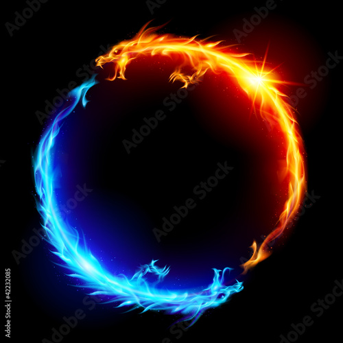 Blue and red fire Dragons