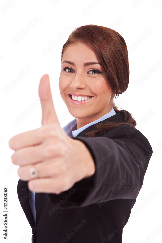 business woman making thumb up ok gesture business woman making thumb up ok gesture