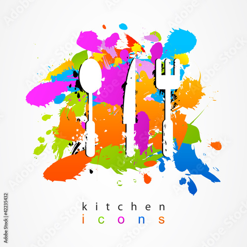 Colorful set of kitchen accessories.