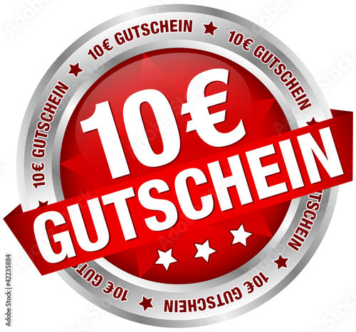 Button Banner "10 € Gutschein" rot/silber