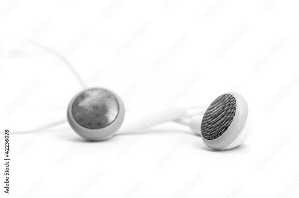 concept of digital music white Headphones concept of digital music white Headphones