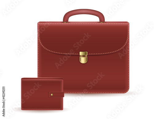 leather briefcase and wallet icon. vector illustration