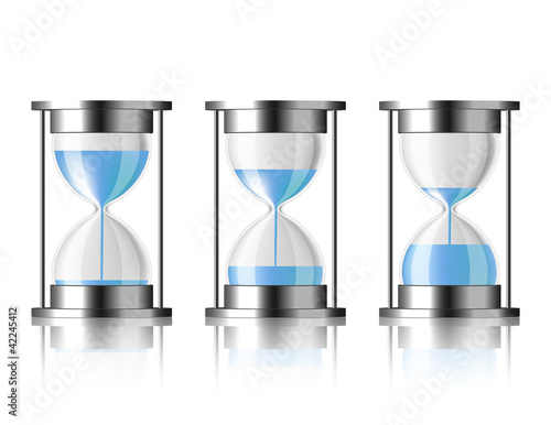 Water falling in the hourglass.