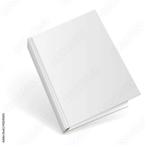 3D blank hardcover book isolated on white.