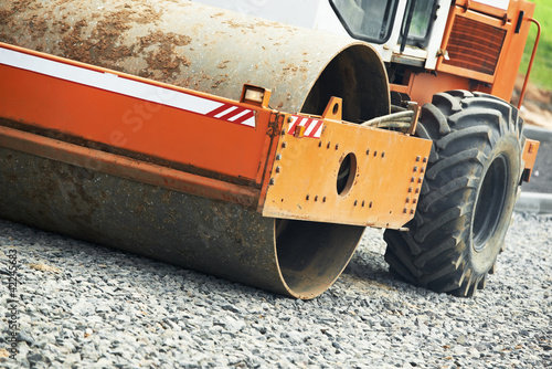 compactor roller at road work