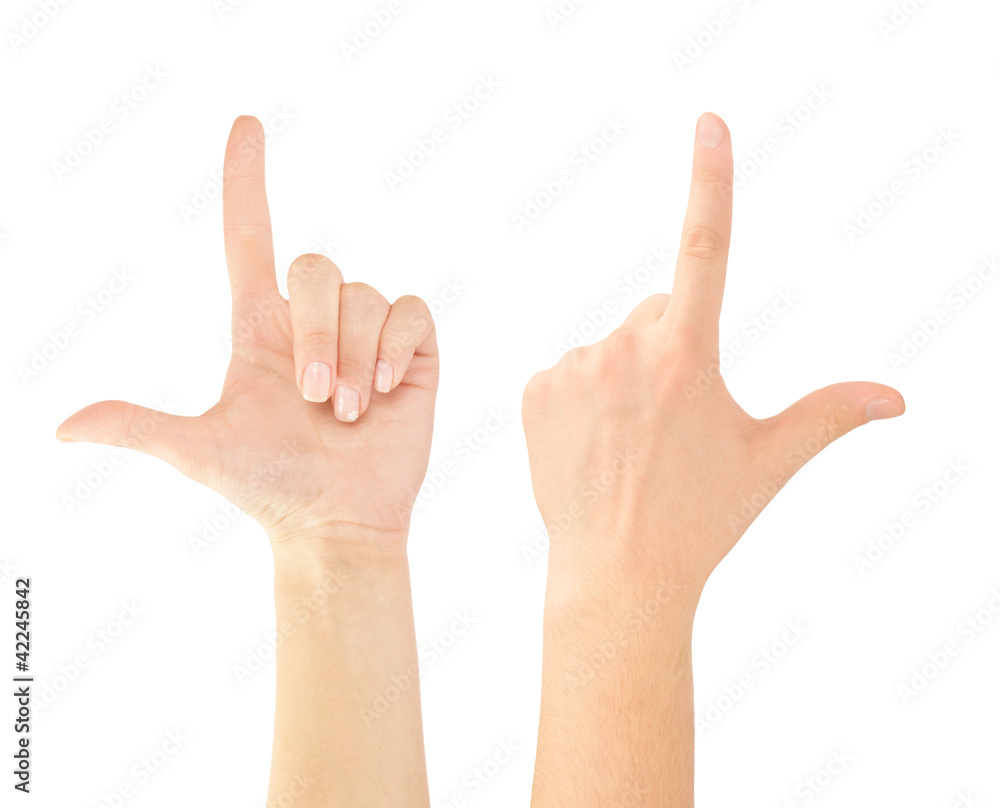 Hand pointing, touching or pressing isolated on white. Caucasian Hand pointing, touching or pressing isolated on white. Caucasian