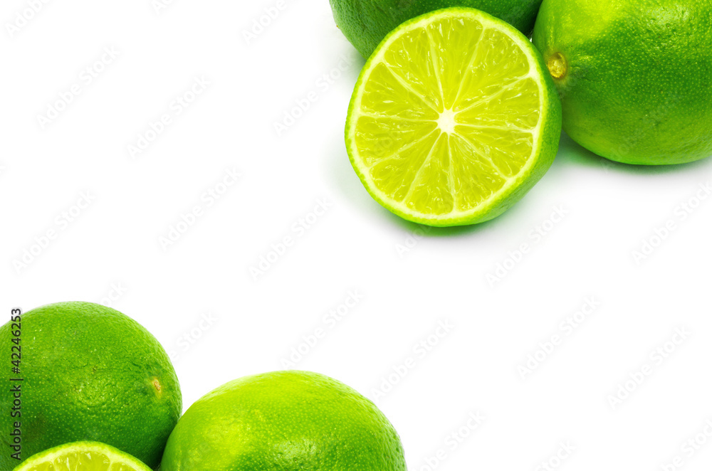 Fresh ripe lime. Isolated on white background Fresh ripe lime. Isolated on white background