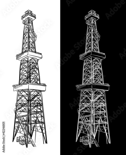 Oil Rig. Vector sketch.