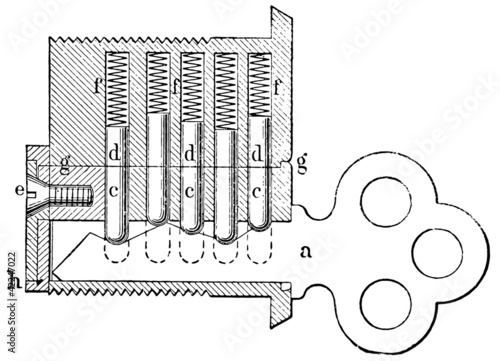 The key and lock system Linus Yale. photo