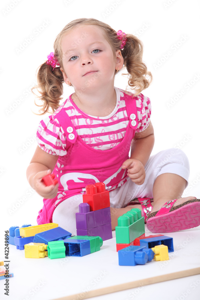 Girl with construction game Girl with construction game