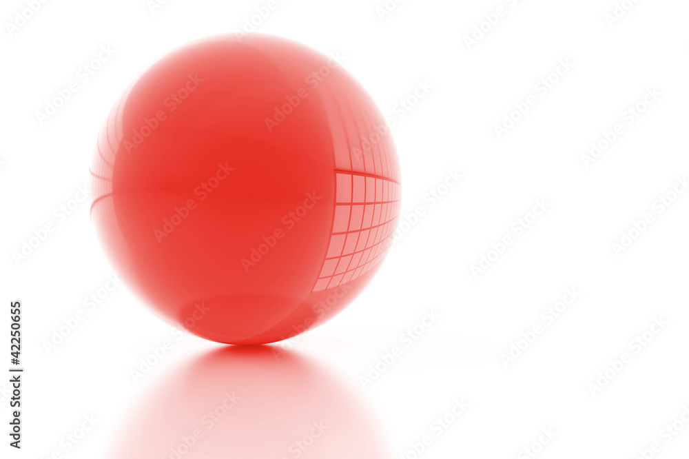 clear abstract glass sphere on white background