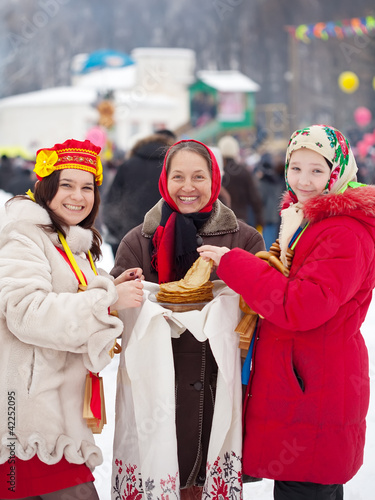 Women during Maslenitsa festival in Russia