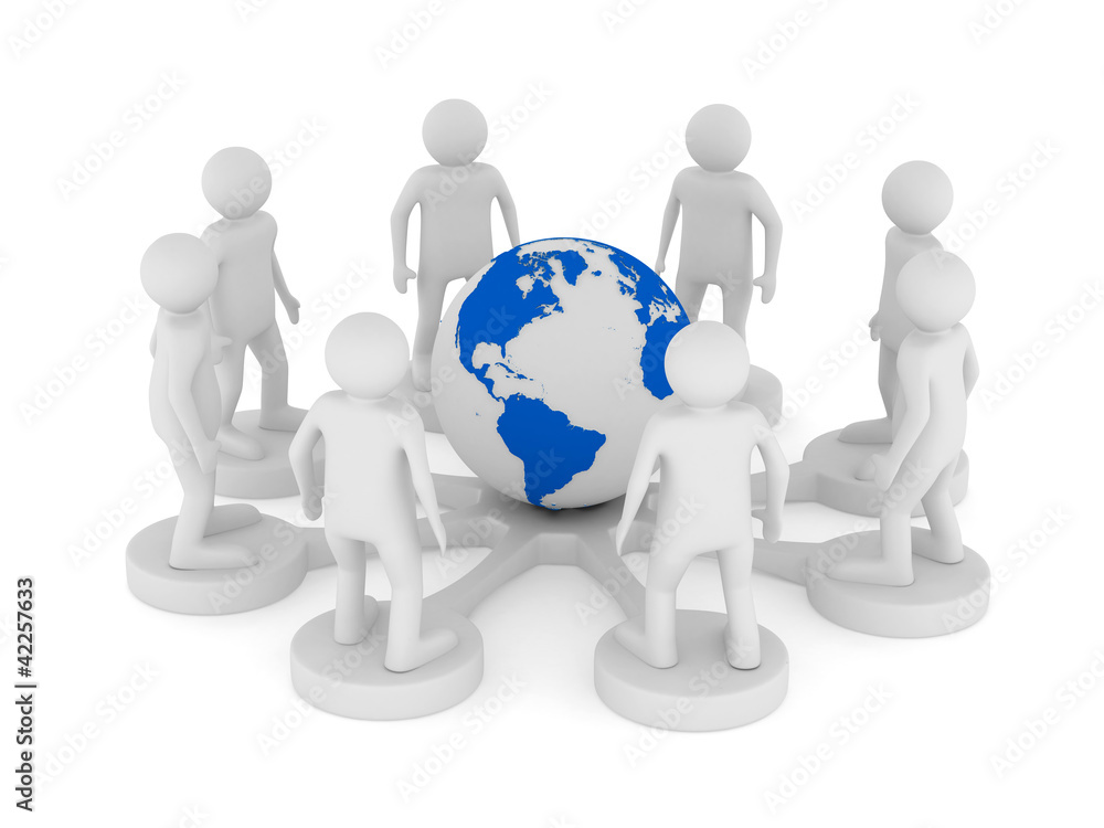 Conceptual image of teamwork. Isolated 3D on white Conceptual image of teamwork. Isolated 3D on white