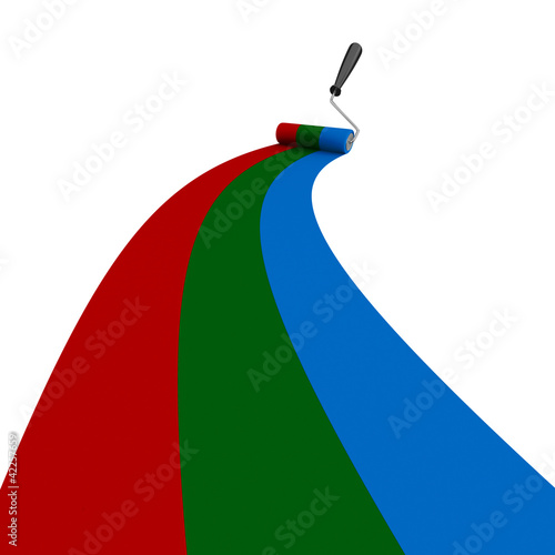 RGB drawn roller brush on t...