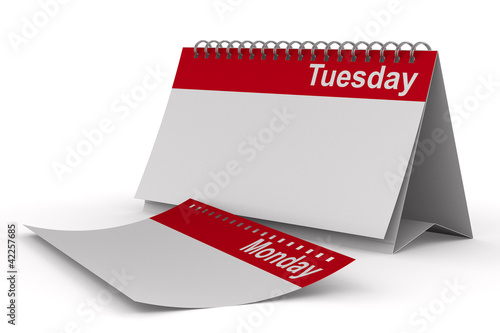 Calendar for tuesday on whi...