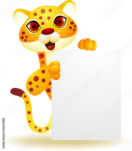 Cheetah cartoon with blank sign
