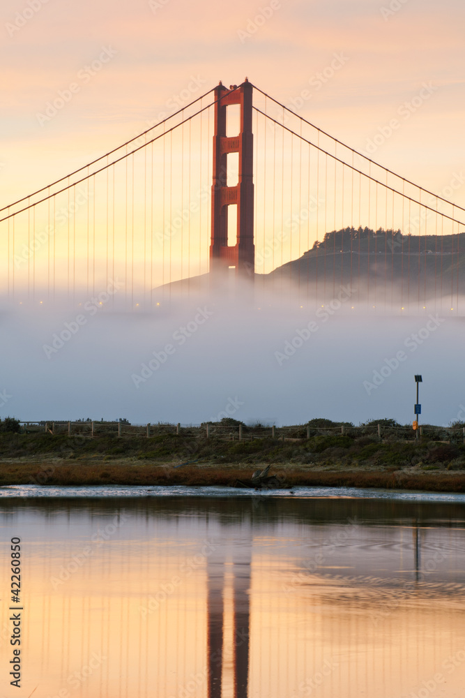 golden gate bridge and fog. San Francisco golden gate bridge and fog. San Francisco