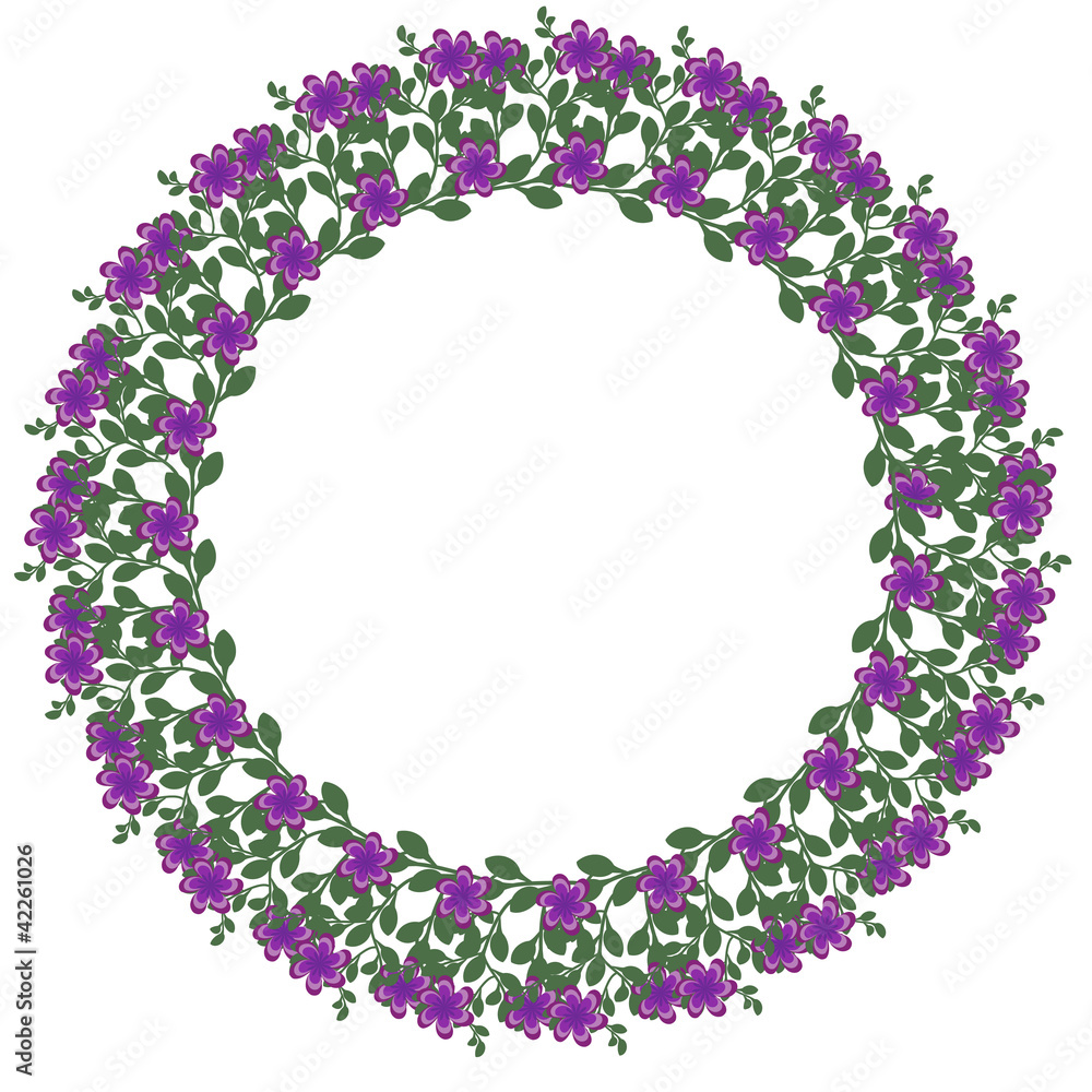 Floral wreath with purple flowers