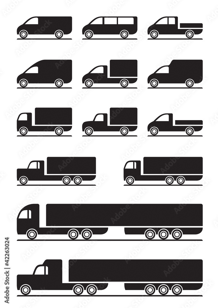 Fototapeta premium Trucks and pickups - vector illustration