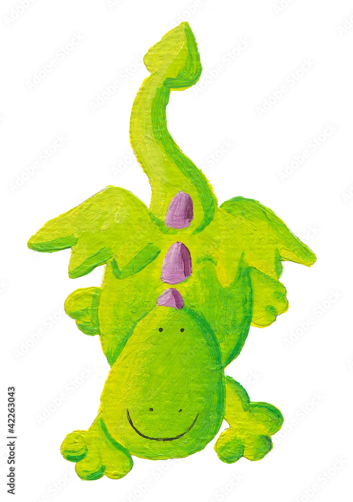 Naklejka premium Cute dragon flying down