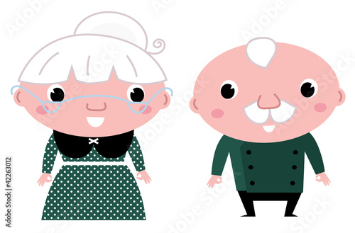 Cute elderly couple: grandmother and grandfather