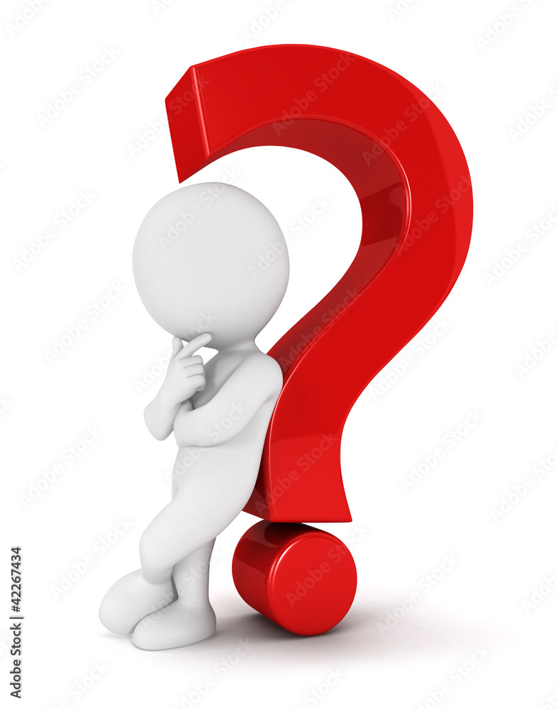 3d white people leaning back against a question mark 3d white people leaning back against a question mark