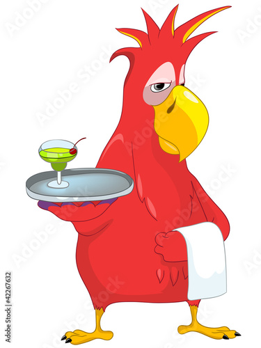 Funny Parrot. Waiter.
