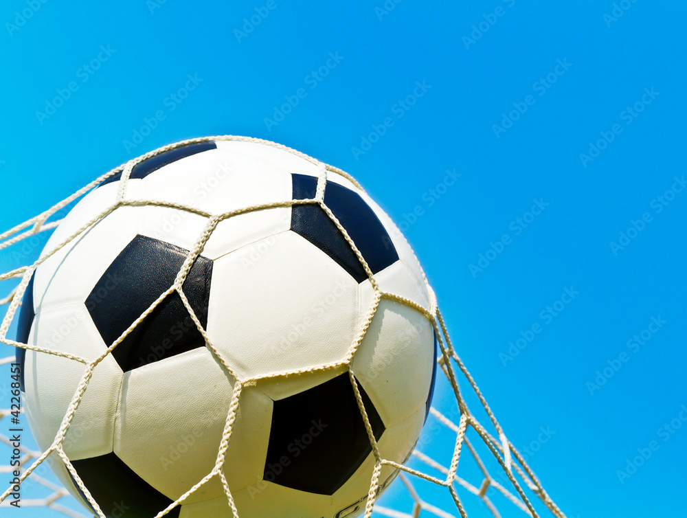 Fototapeta premium Soccer ball in net