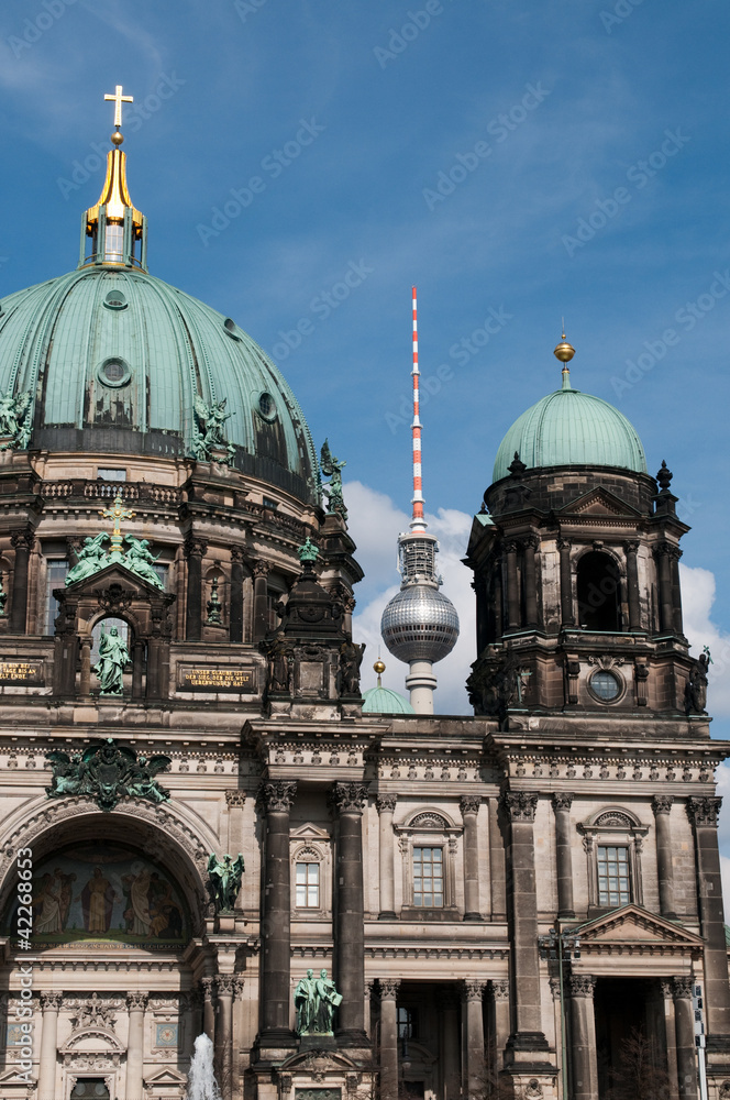 The Berliner Dom and television tower in Berlin. The Berliner Dom and television tower in Berlin.