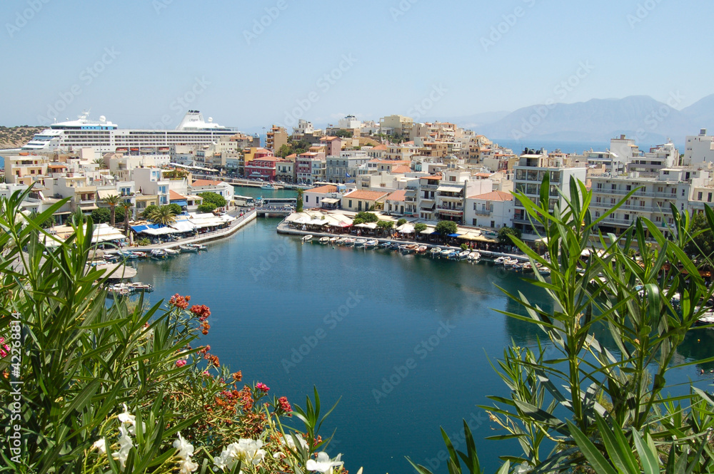The town of Agios Nikolaos on the island of Crete, Greece