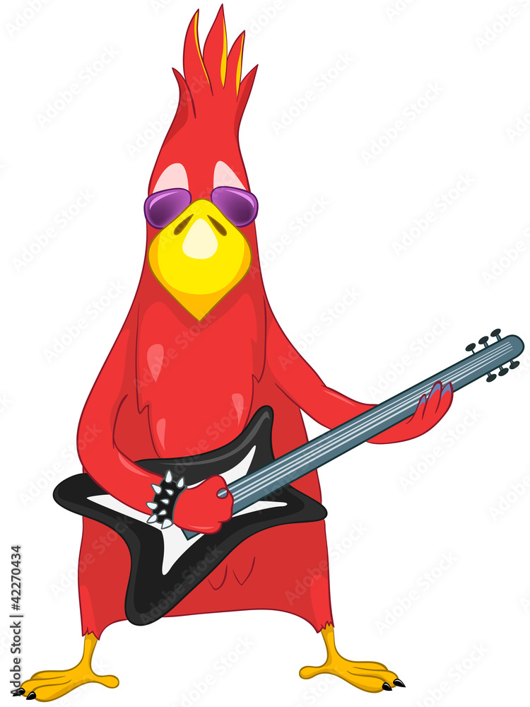 Fototapeta premium Funny Parrot. Rock Star