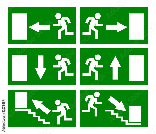 Vector emergency exit signs photo