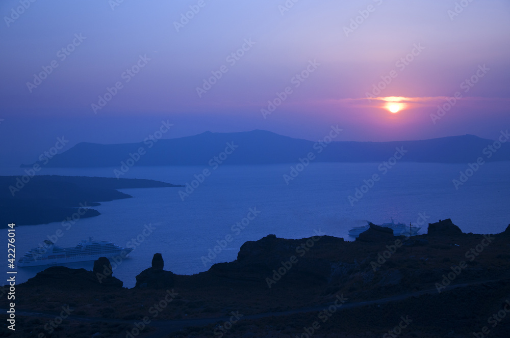 Sunset over the Calder at Santorini Greece