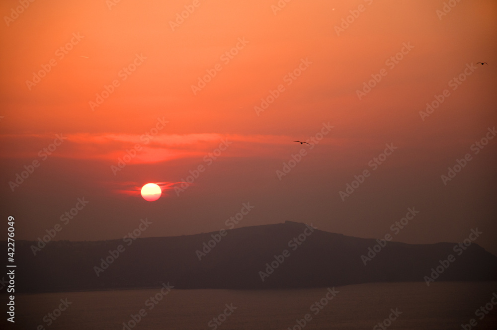 Sunset over the Caldera at Santorini Greece