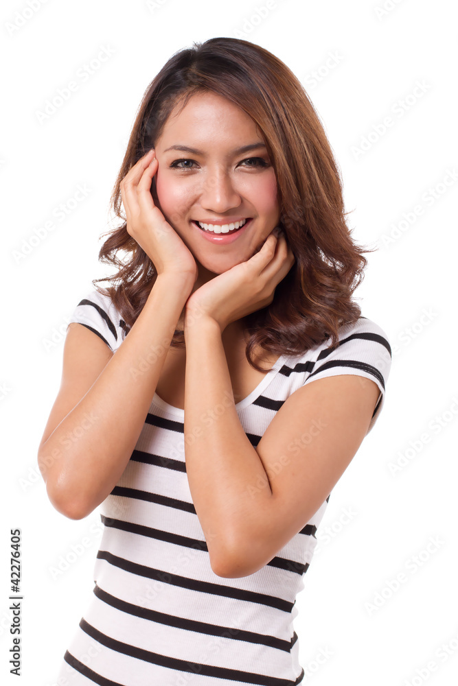 HAPPY smiling beautiful asian LADY in casual dress HAPPY smiling beautiful asian LADY in casual dress