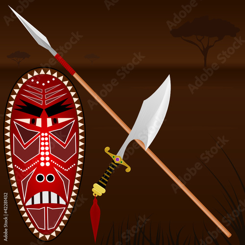 Illustration of African weapons