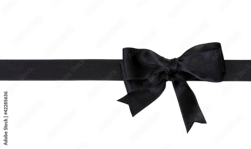 black bow on ribbon isolated on white
