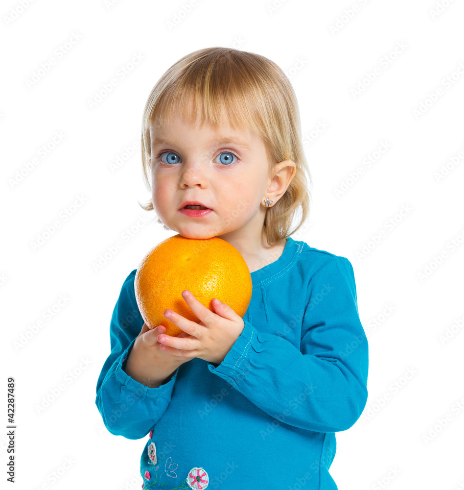 Happy girl with orange Happy girl with orange