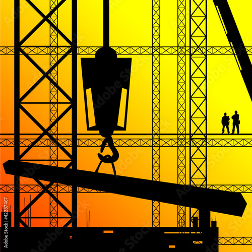 construction worker supervise the work illustration on sunshine