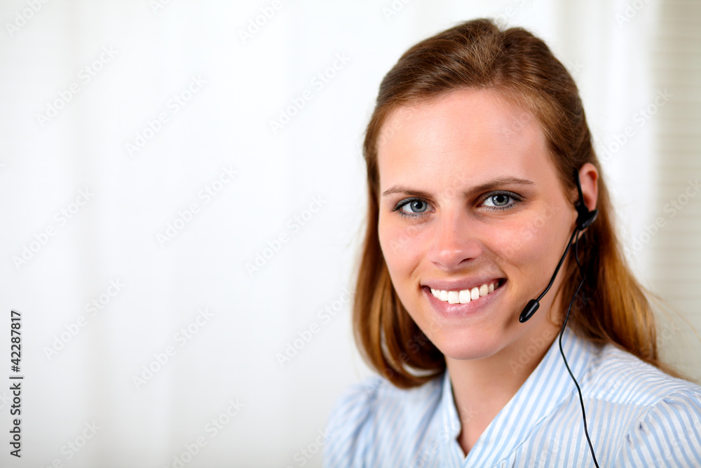 Professional receptionist smiling Professional receptionist smiling