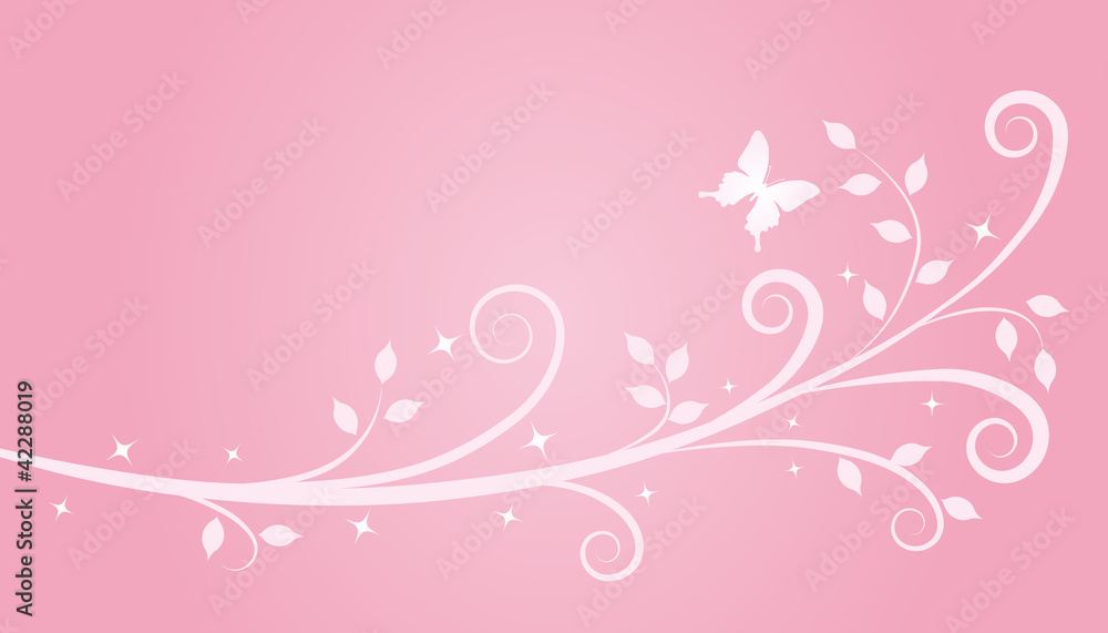 Ivy pattern with butterfly -pink-