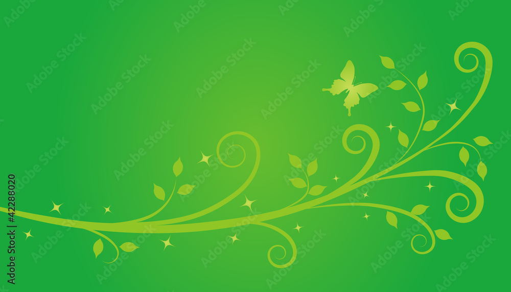 Ivy pattern with butterfly -green- Ivy pattern with butterfly -green-