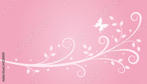 Ivy pattern with butterfly -pink-