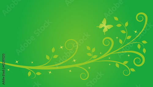 Ivy pattern with butterfly -green-