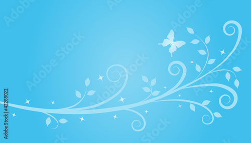 Ivy pattern with butterfly -blue-