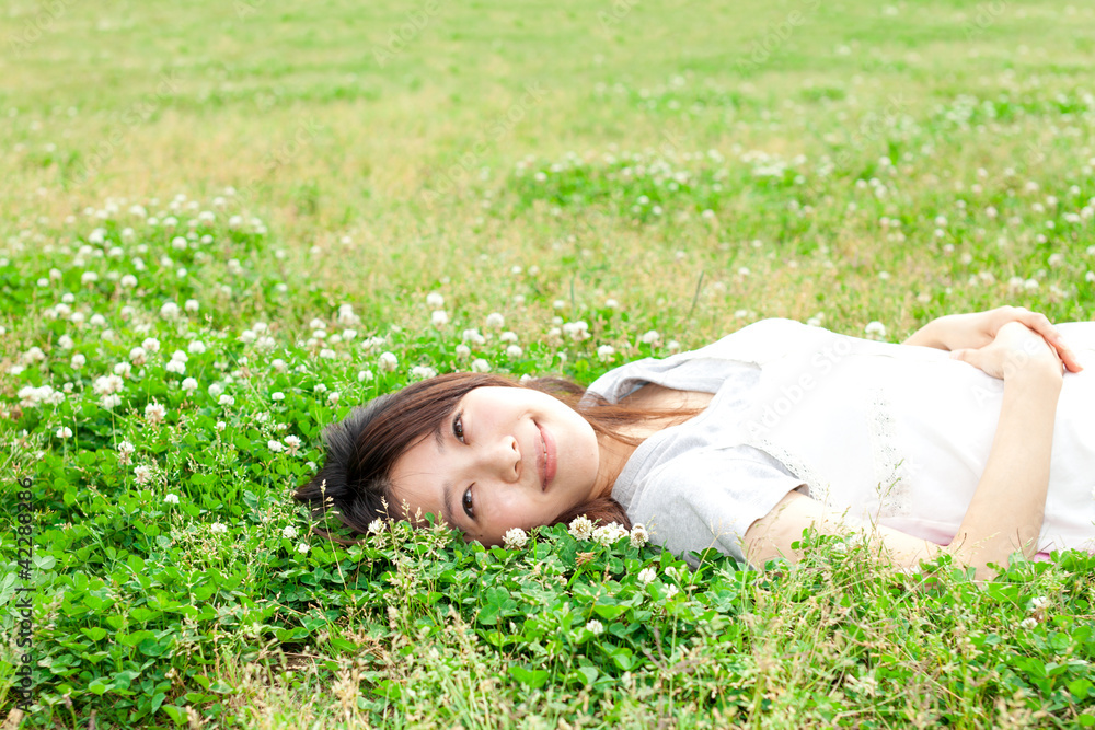 Beautiful young woman in the park Beautiful young woman in the park