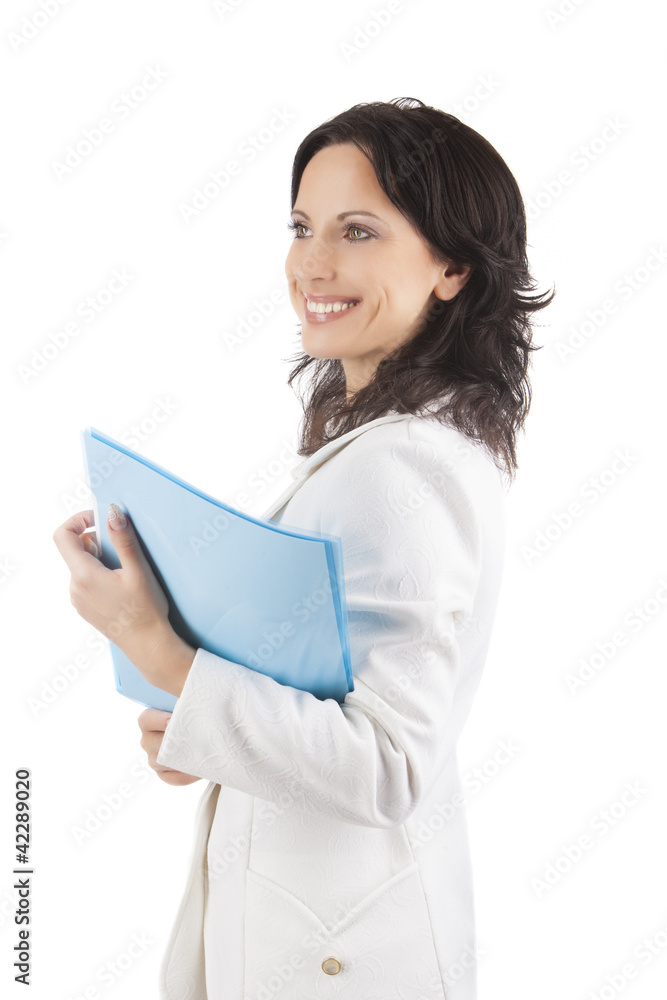 business woman with file smiling business woman with file smiling
